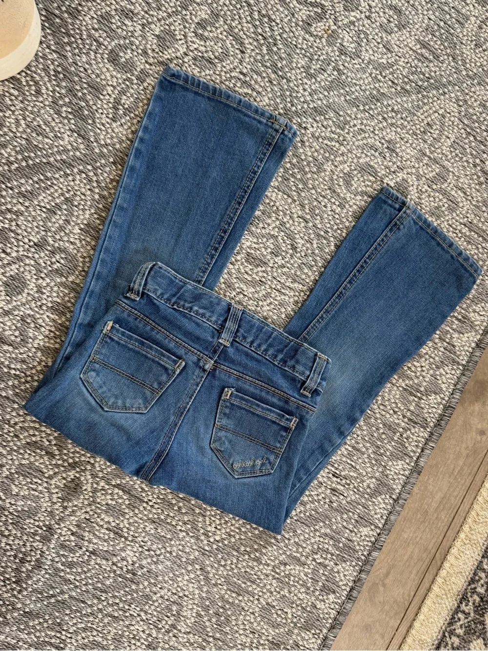 VTG Y2K OshKosh B'gosh Girls Boot Cut Slim Jeans Sz 5 Oshkosh Embroidered Pocket